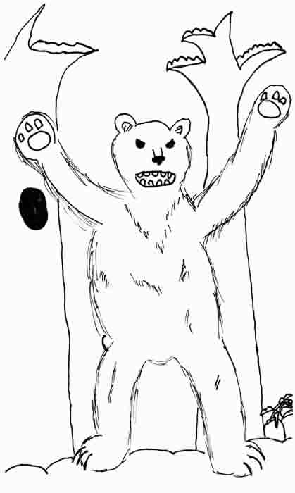 Attack of the Polar Bear illustrated by Madision Grady: polar bear standing, growling fiercely