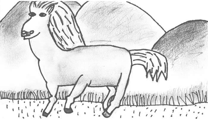 Grannie Annie student illustration of a horse, by Arifa Klokic