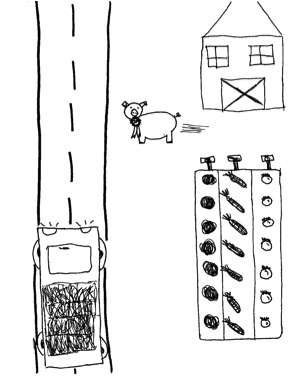 Grannie Annie, Vol. 1 illustration of a barn, prize-winning hog, garden, and truck