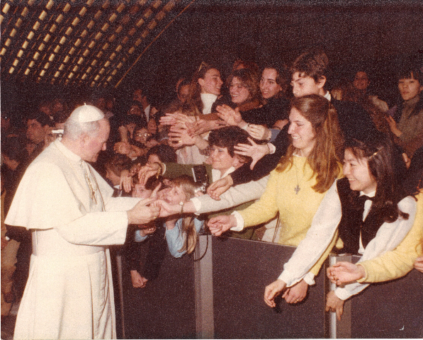 Pope John Paul II greeting the crowd, including this author's mother (at age 11)