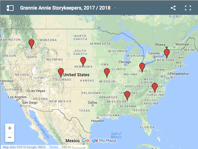 Storykeepers map 2017-2018: Stories received from eight U.S. states